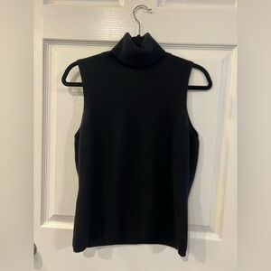 EUC 100% Cashmere Black Turtleneck Tank Top Medium (Valerie Stevens)